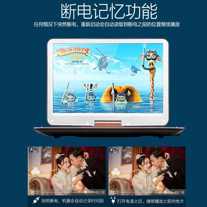 Xianke high-definition mobile EVD DVD player portable outdoor large-screen disc player with TV disc player 18# rose gold high-definition version standard + 64G U disk