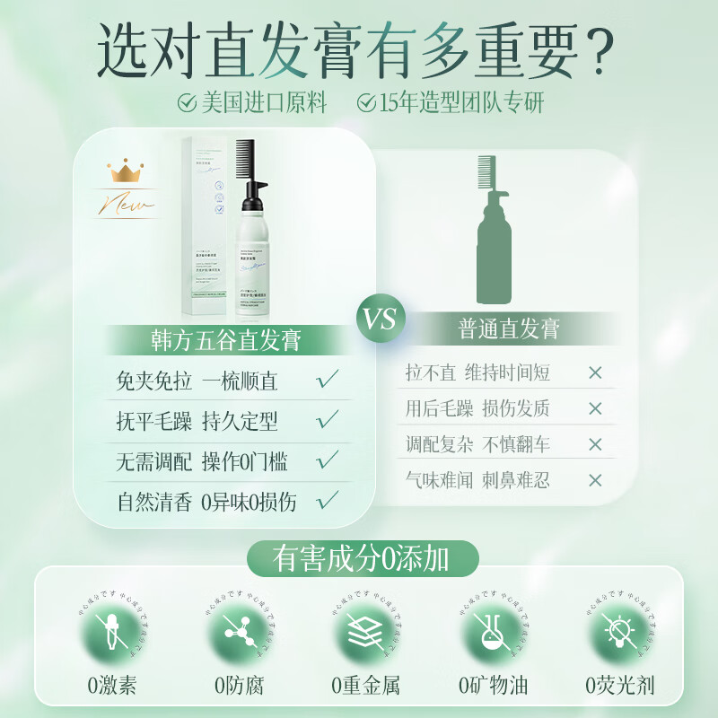 Korean herbal gluten correction hair straightening cream, no-stretch household bangs hair styling, smooth straightening softener, perm potion for men and women