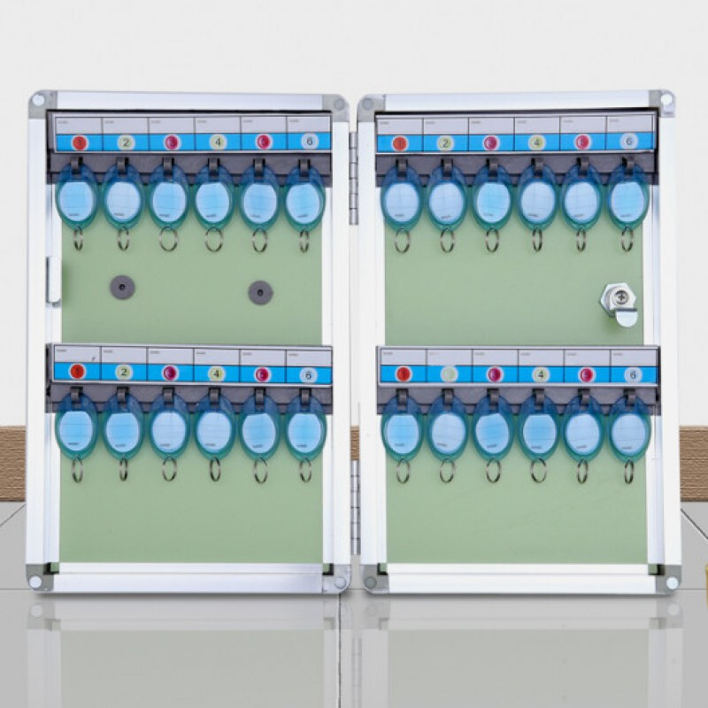 Key storage box aluminum alloy wall-mounted 24-bit key box property agency key hanging plate key chain ring 120-bit key box (including blue key tag)