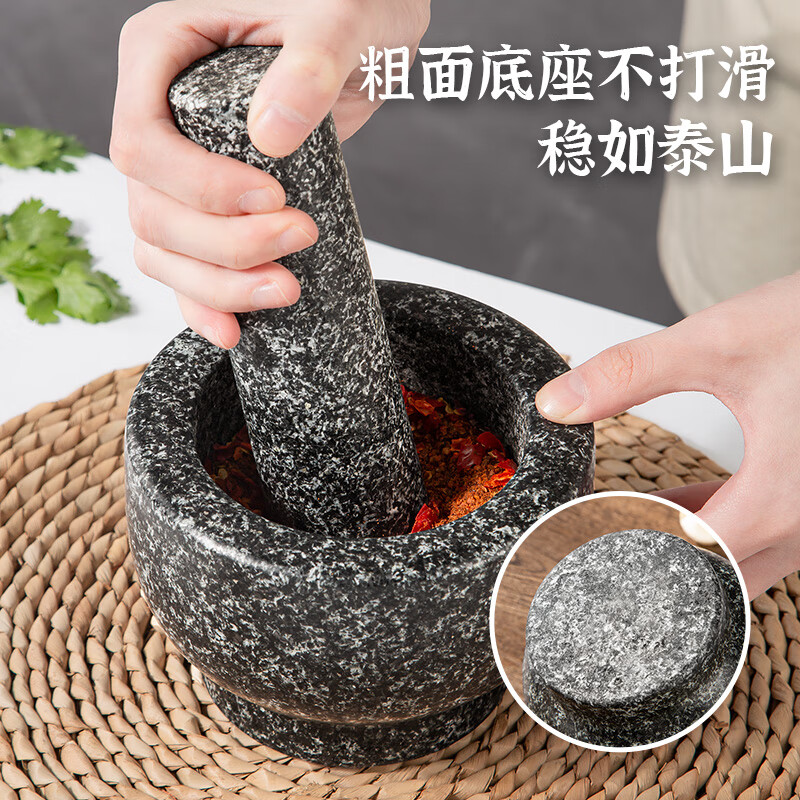 Newair stone mortar, garlic mortar, household garlic pounder, natural stone mortar, old-fashioned garlic mortar, medicine grinder