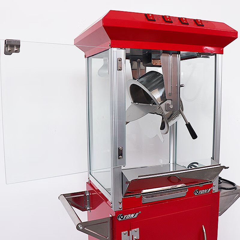ETON commercial popcorn machine, fully automatic stainless steel pot, popcorn making machine with truck, POP6E-R black