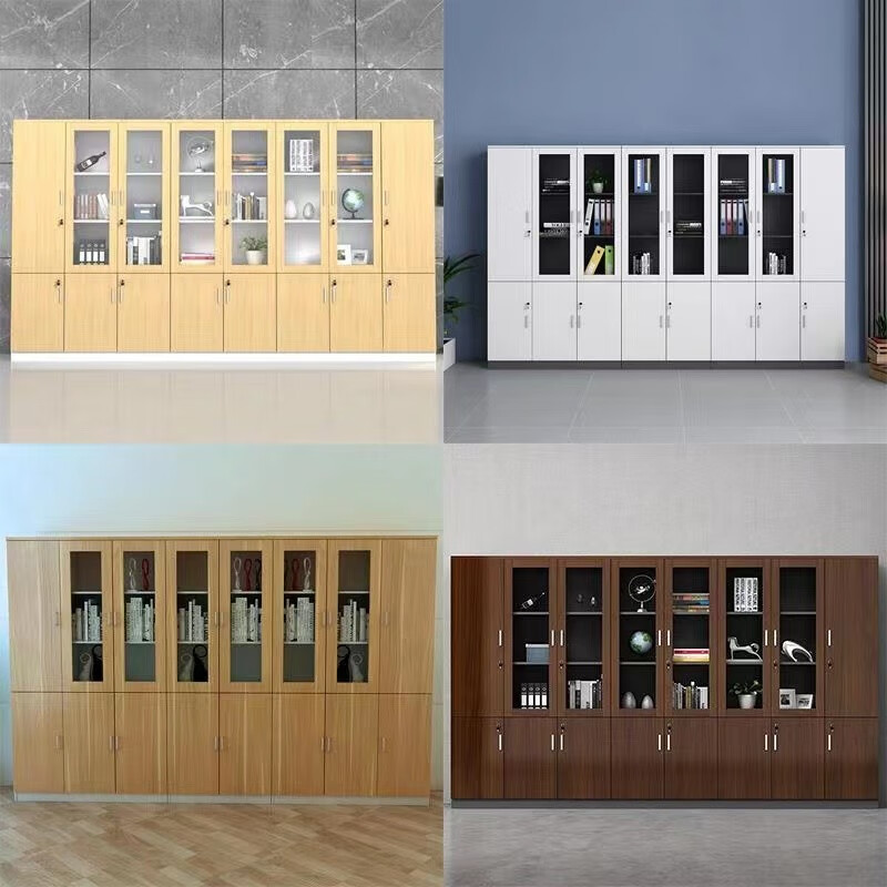 Zhenye file cabinet information cabinet office high cabinet wooden glass door cabinet panel file storage storage office background cabinet white two doors B 800*400*2000