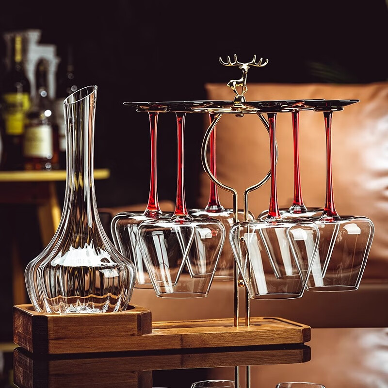 MARTIGUES European luxury crystal red wine cup, high-end household integrated burgundy goblet decanter wine set, eight-piece set of transparent red wine cups 450ml