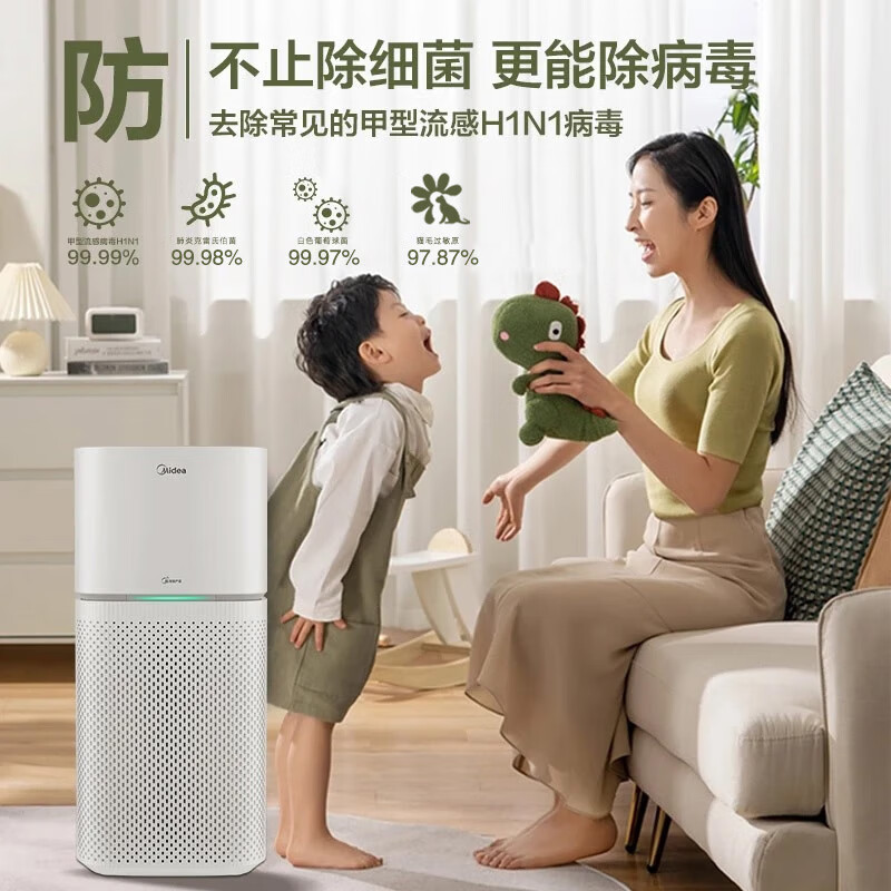 Midea maternal and infant air purifier, new house formaldehyde removal, dust removal, haze allergen pollen removal, smoke odor removal, 99.9% germ removal rate, net ion household indoor purifier, dedicated for mothers and infants KJ400G-Z1 Pro