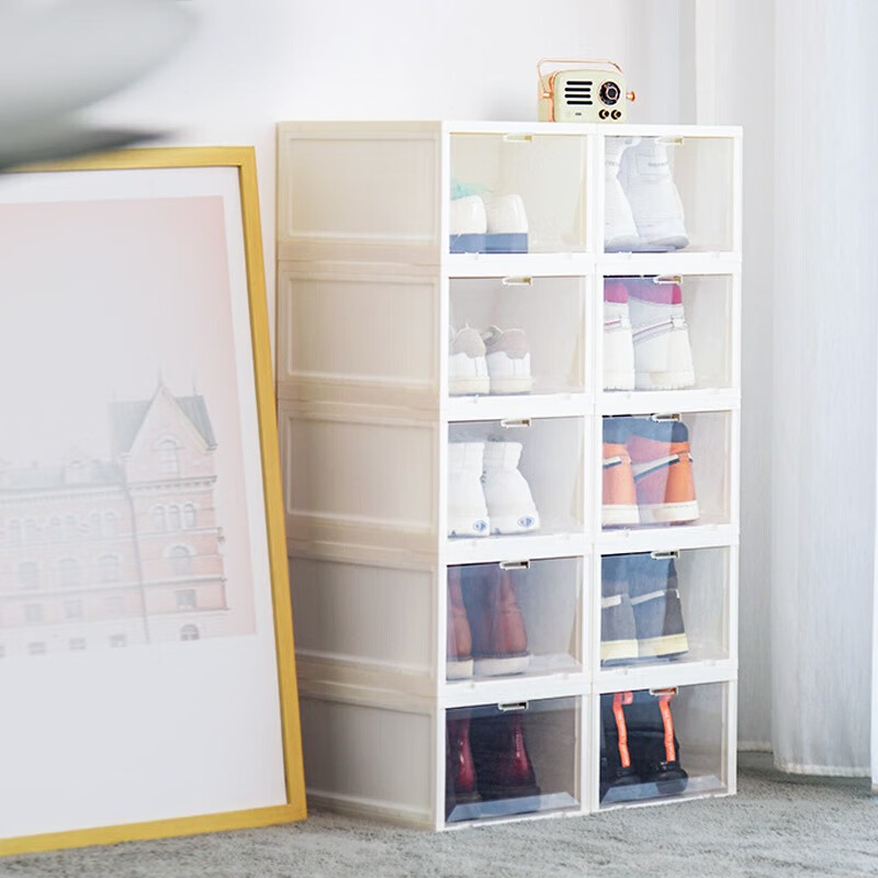 Xitianlong shoe storage box clamshell shoe box multifunctional storage box stack combination shoe cabinet transparent multiple packs 6 front flip models