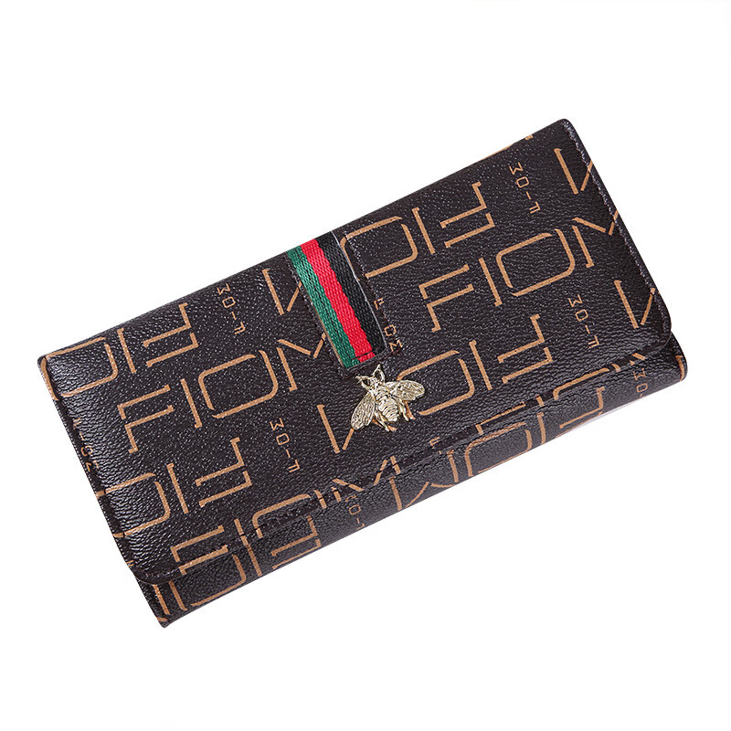 Kangaroo wallet for women 2024 Chinese Valentine's Day niche design multifunctional large capacity fashionable and exquisite long hand wallet bee brown 10 card slots can hold mobile phones