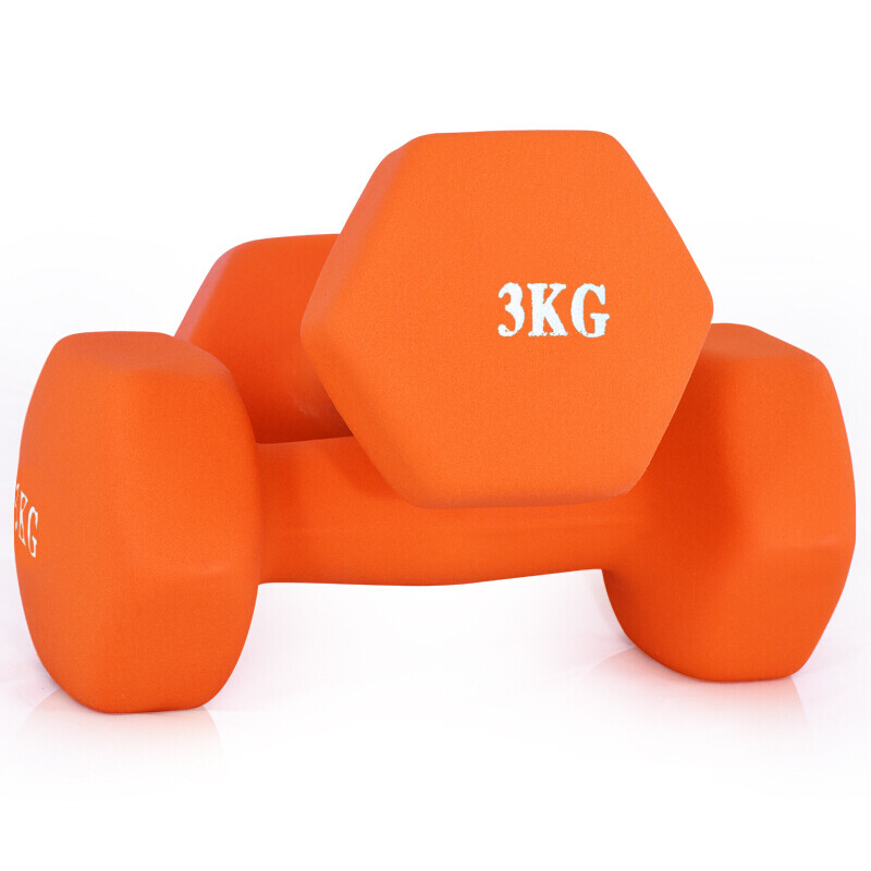 Chengyue Color Dip Plastic Dumbbell Men's and Women's Home Fitness Shaping Equipment Combination Set 3kg*2 Vibrant Orange CY-135