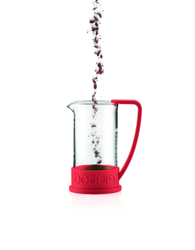 BODUM Brazilian French Press Coffee Maker with Glass Bottle 34 oz Warm Red
