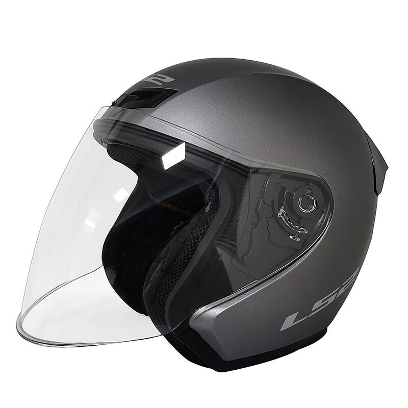LS2 new motorcycle helmet quarter helmet electric moped four seasons large tail large size men and women half helmet OF608 matte light gray 2XL (recommended 59-60CM)