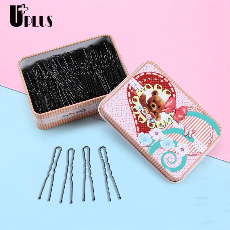 UPLUS black U-shaped clip hairpins 180 pieces, round hair artifact fixed invisible one-word clip