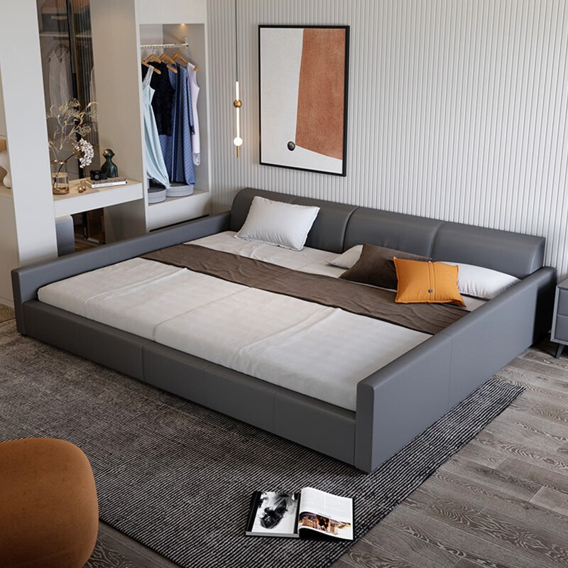 Tongyou children's bed, second child family bed, parent-child bed, family of four, large bed, master bedroom, extra large crib, storage bed, mother and child bed, maternal and infant grade silicone leather, 0.9m child bed + 1.8m mother bed + 2 mattresses, frame structure