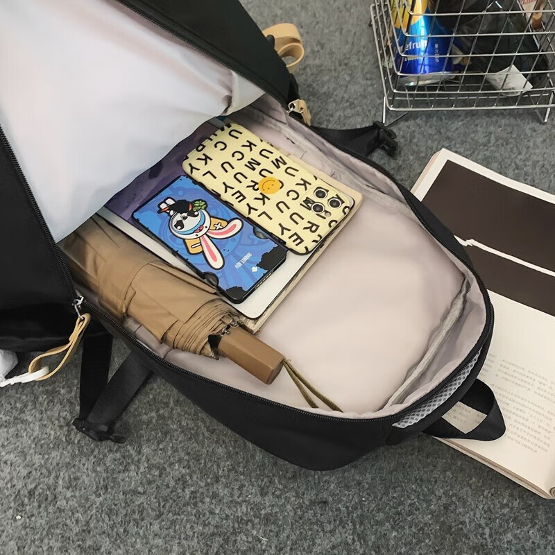 Doublestar schoolbag, junior high school girl, high school student backpack, trendy large capacity sports simple computer bag, red with duck pendant