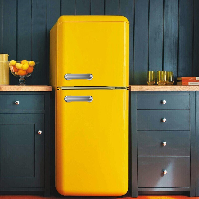 DEMULLER Retro Refrigerator Small Large Capacity Home Rental Refrigerator Cosmetics Silent Powerful Internet Celebrity Refrigerator Refrigerator Freezer Energy Saving BCD-118 Wheat Yellow