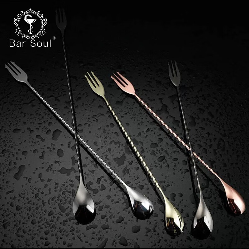 Bar Soul Japanese Reverse Bar Spoon Bar Spoon Thin Thread Stirring Spoon Bar Mixing Spoon Bartender Testing Spoon Bar Utensils Mixing Tools 30cm Mirror Version