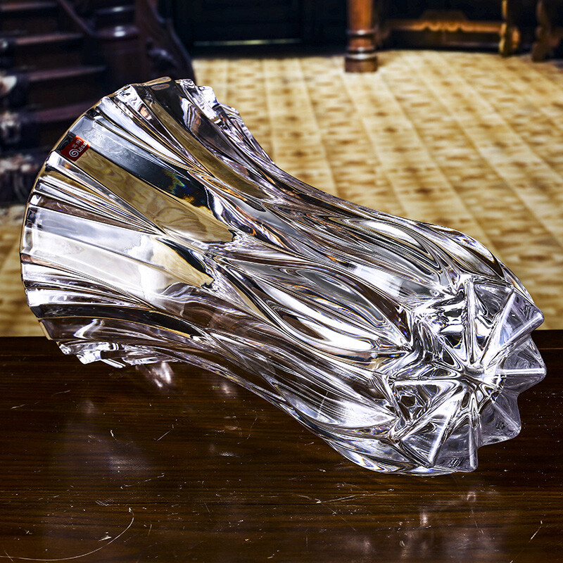 Gauss (Glass) crystal glass vase Nordic style creative large dried flowers rich bamboo dining table Teacher's Day gift living room flower arrangement ornaments Monet transparent 310mm