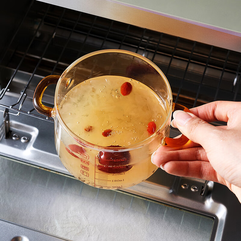 Chino steamed egg bowl, special baby high temperature resistant stew pot, small steamed egg household bowl with lid, baby steamed egg custard stew pot, amber binaural stew pot - medium size