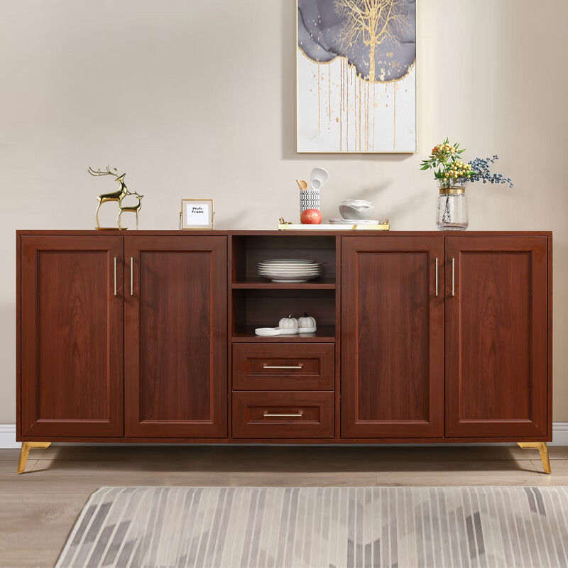 Wuyan Chinese style all-aluminum sideboard home multi-functional kitchen cupboard storage cabinet wine cabinet waterproof sun protection balcony cabinet length 220 width 40 height 100CM X walnut single door