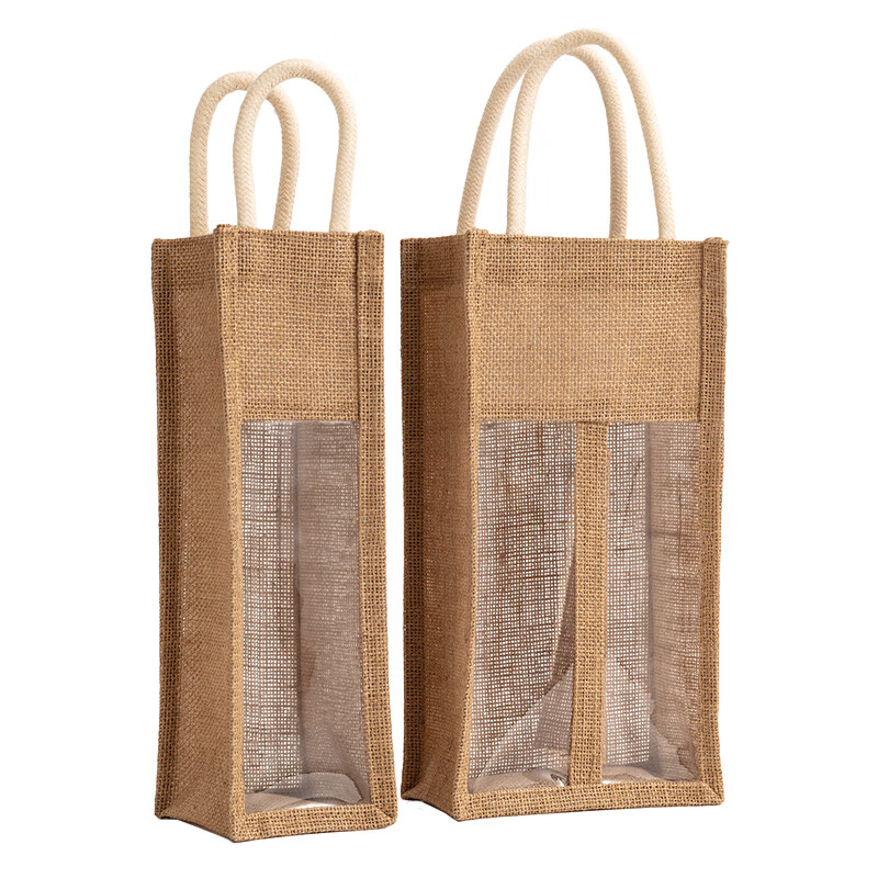 Haodu red wine bag gift bag linen handbag custom-made single and double bottles two bottles without window 17*10*33cm