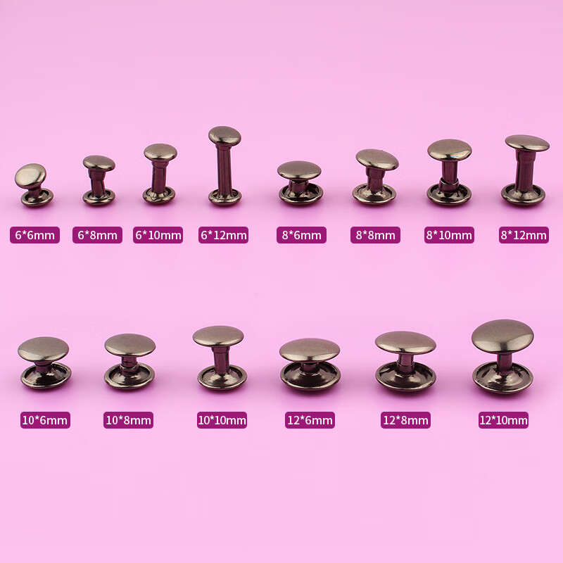 Outstanding metal double-sided rivet buckle belt belt handmade diy shoe leather goods buckle cap nail gold decorative accessories hand-knocked butt round bumper nail double-sided rivet 6x6mm inner height 4mm suitable for 3-4mm thickness silver 10 sets plus installation tools