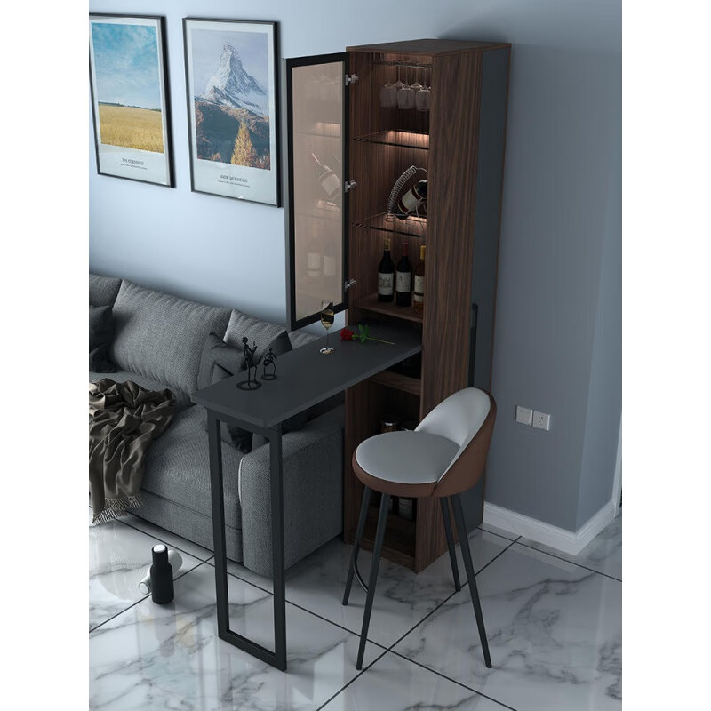Xiaohe folding bar multifunctional wine cabinet bar table integrated cabinet telescopic folding partition cabinet living room home wall-mounted bar cabinet with 1 chair