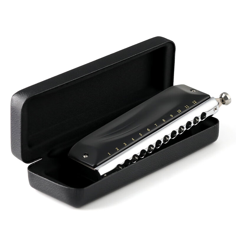JDR JDR chromatic harmonica 12-hole C key GM-0648 imported gongs for beginners and professional players - matte black