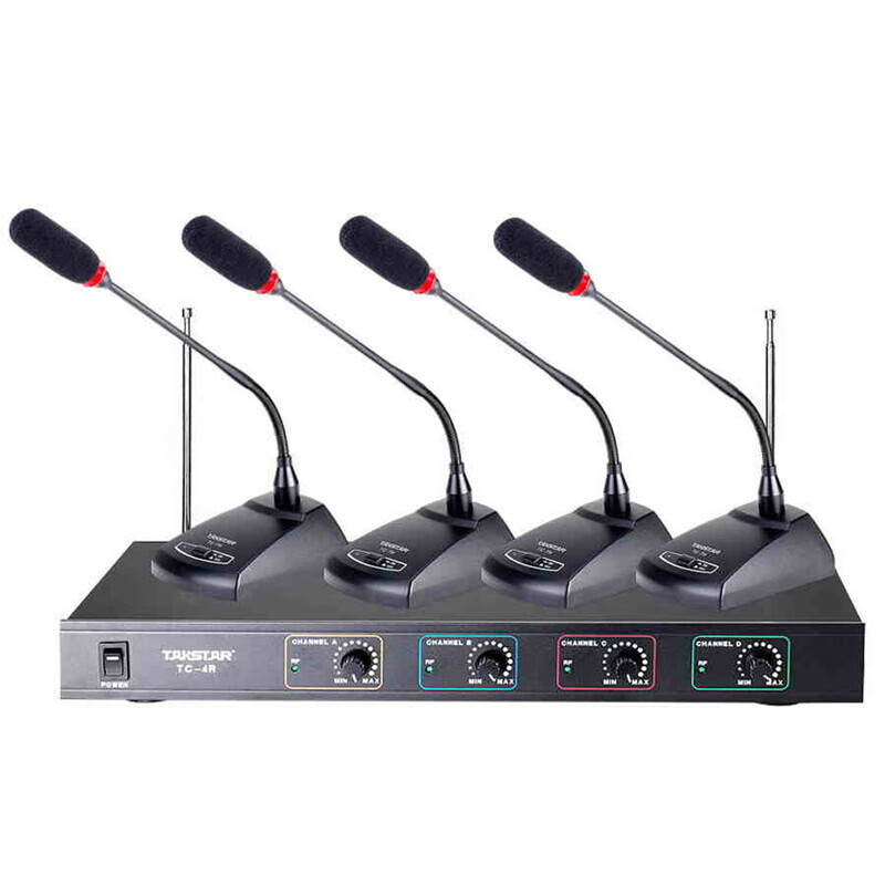 TAKSTAR TC4R Wireless Microphone One to Four Conference Microphone Gooseneck Handheld Lavalier Home KTV Microphone Stage Performance Hosting Speech Host + 4 Conferences