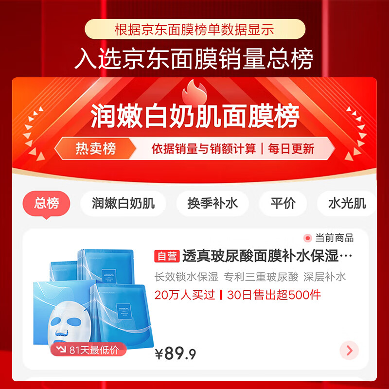 Translucent hyaluronic acid mask, small full molecular weight, deep hydrating liquid, moisturizing, removing yellowing, brightening skin tone, shrinking pores, new year