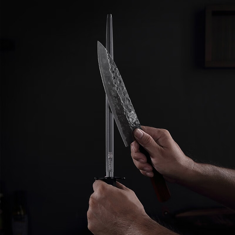 Sanbensheng sharpening stick high carbon steel sharpening stick household sharpening tool slaughterhouse commercial special round rosewood/10 inches