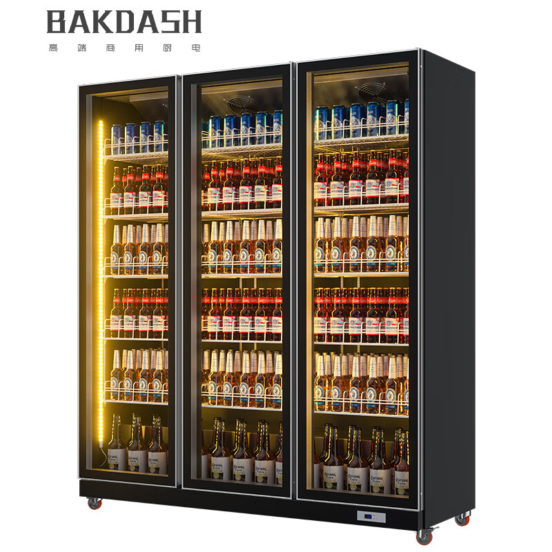BAKDASH full screen refrigerated display cabinet commercial freezer refrigerated display cabinet wine air-cooled fresh cabinet supermarket convenience store refrigerator vertical beverage cabinet beer cabinet | double door | 1000*600*1830 first-level energy efficiency Pro anti-fog model | frequency conversion energy saving