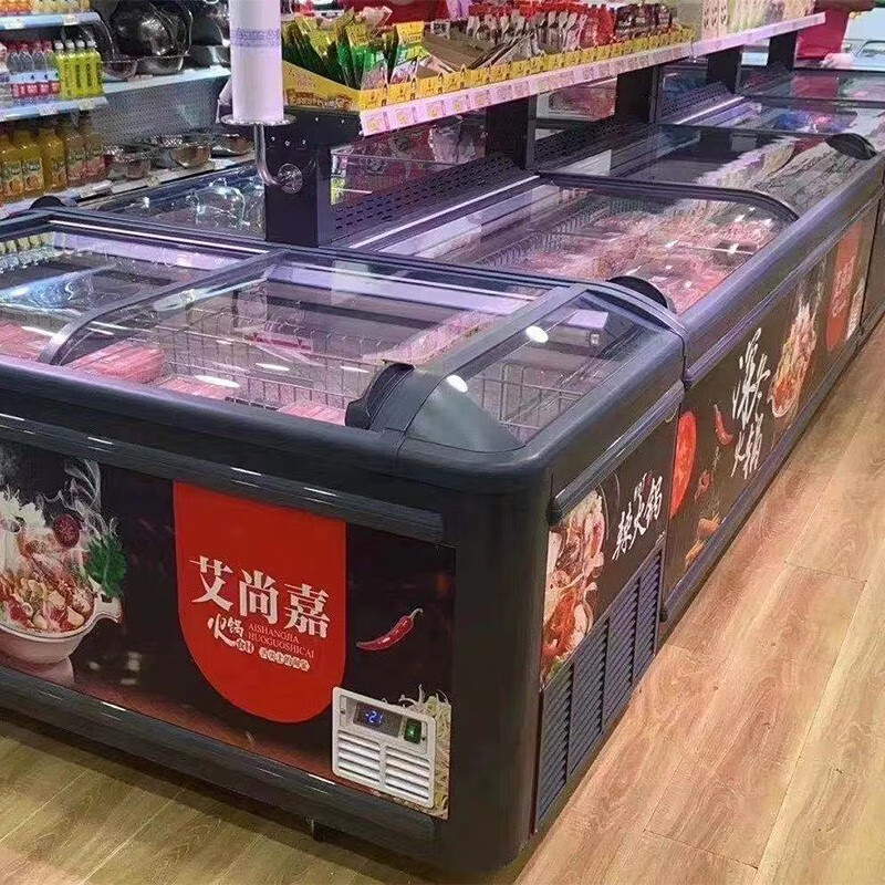 AUCMA commercial ultra-large capacity combination display cabinet supermarket freezer island cabinet quick-frozen-24 seafood cold drinks prepared dishes dumplings horizontal single temperature freezer automatic defrost straight cabinet 800 liters 2155*861*860