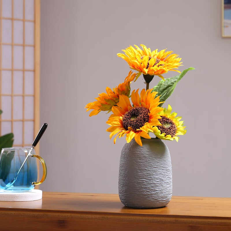 Puji Creative Ceramic Vase Nordic Simple Living Room Coffee Table TV Cabinet Flower Arrangement Dining Table Surface Hydroponic Dried Flower Decoration Ornaments White Single Ceramic