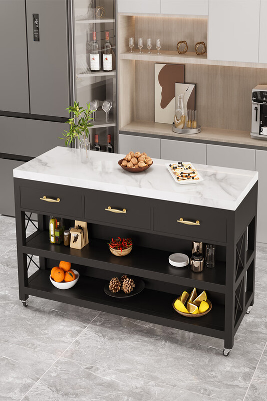 Longyao deer slate sideboard marble island table open kitchen dining table removable workbench cooking table marble countertop 60*50*85cm without drawer