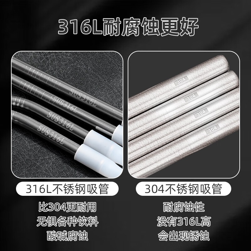 Half Life 316L stainless steel straw set metal extension tube food grade non-disposable coffee milk tea iron straw artifact
