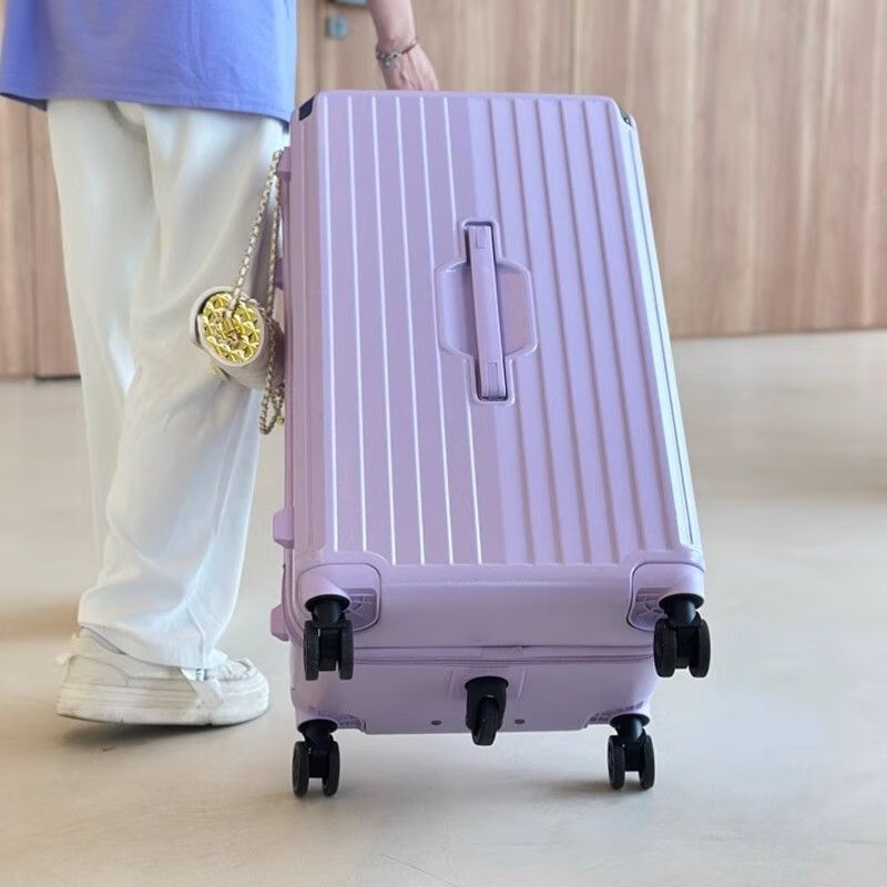 Kangaroo (KANGAROO) five-wheel multi-function suitcase, large-capacity trolley case for men, high-value password box for female students, checked travel suitcase, cherry blossom pink, five-wheel shock absorption brake + double compartment, 32 inches, multi-function model