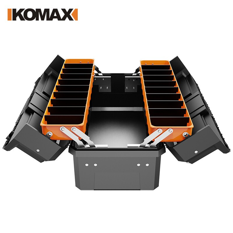 Komax multi-layer folding tool box double-open storage box large portable electrician storage box household hardware car empty box (enhanced version) double-open tool box