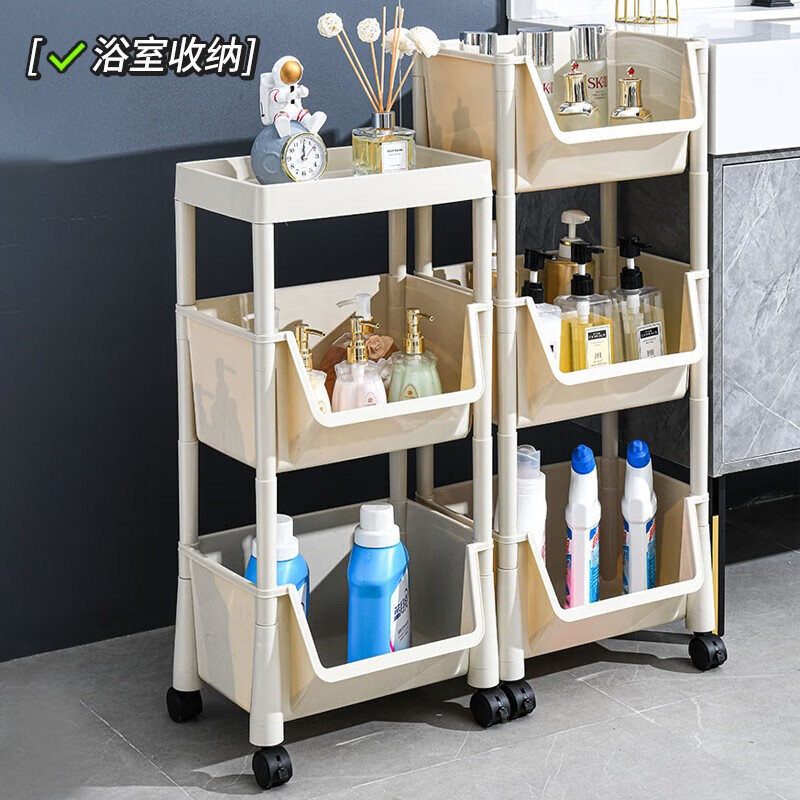 Quanpinwu movable under-table bookshelf with wheels, movable storage rack, storage cabinet, small bookshelf, dormitory snack rack