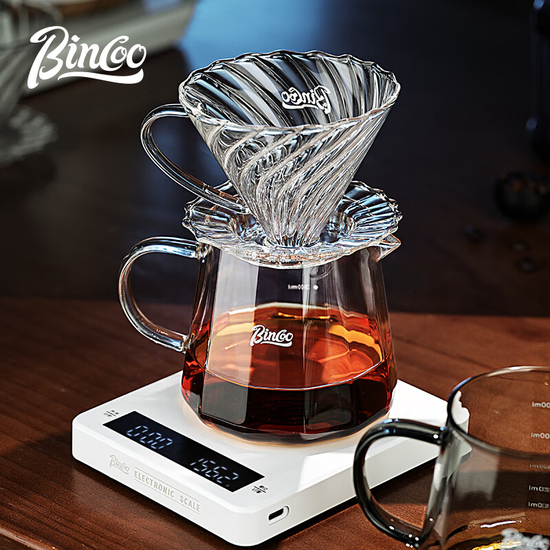 Bincoo coffee sharing pot glass hand-brewed coffee set with scale v60 filter cup hanging ear coffee cup