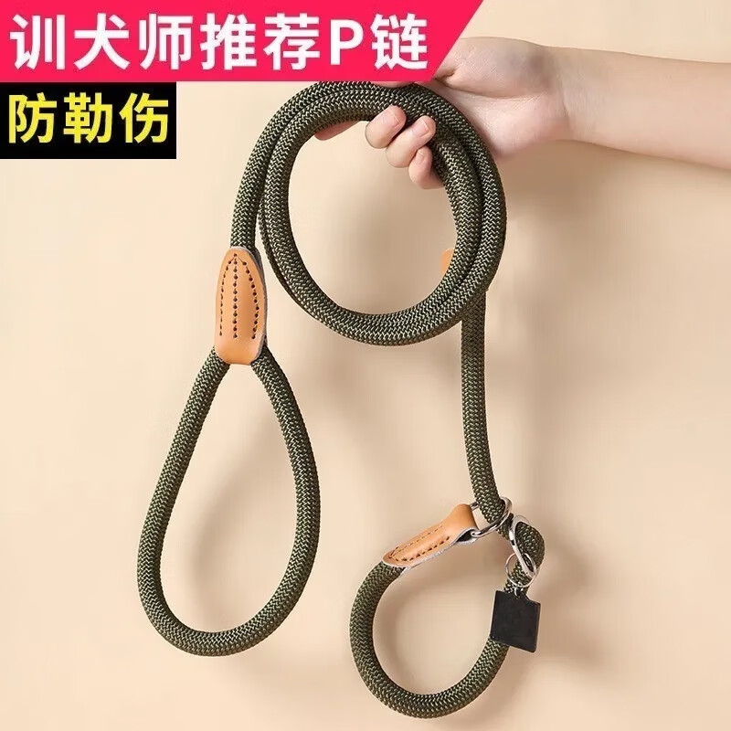 Lanswood dog leash dog leash P chain dog leash dog walking rope p rope explosion-proof red internet celebrity small, medium and large dog teddy pet matcha color event grade P rope 16mm * 1.5 meters recommended weight within 50-120 pounds