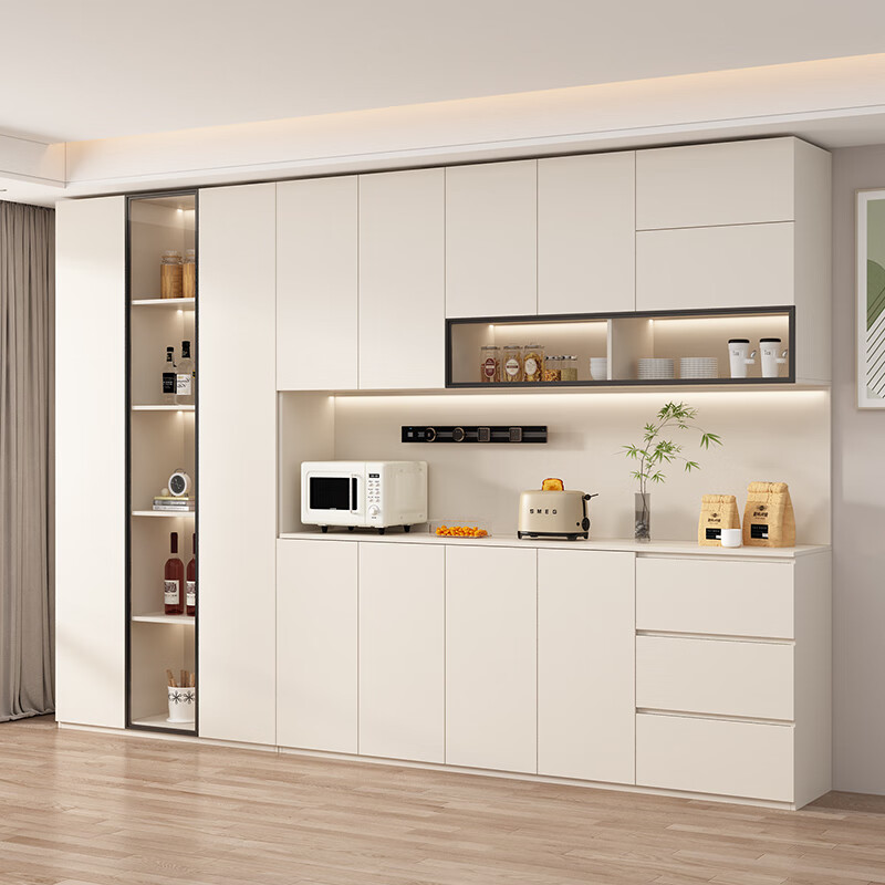 Honghuai tree birch cream style solid wood sideboard against the wall integrated living room wine cabinet multi-functional storage kitchen cabinet customization E type 160 40 240