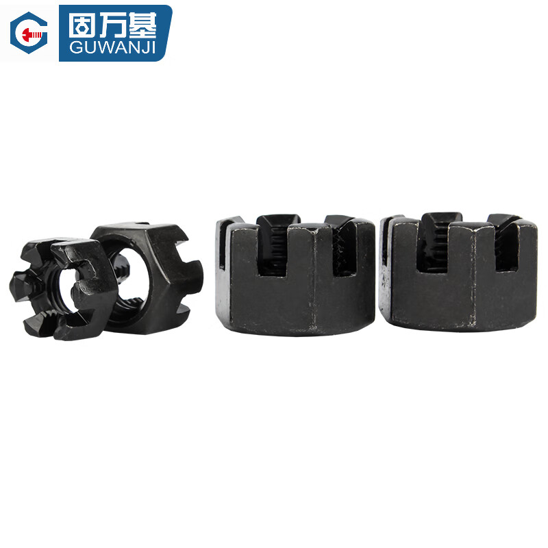 Guwanji GB58 coarse thread/fine thread hexagonal slotted nut carbon steel channel nut slotted screw cap national standard accessories coarse thread M8x1.25 (20 pieces) iron black