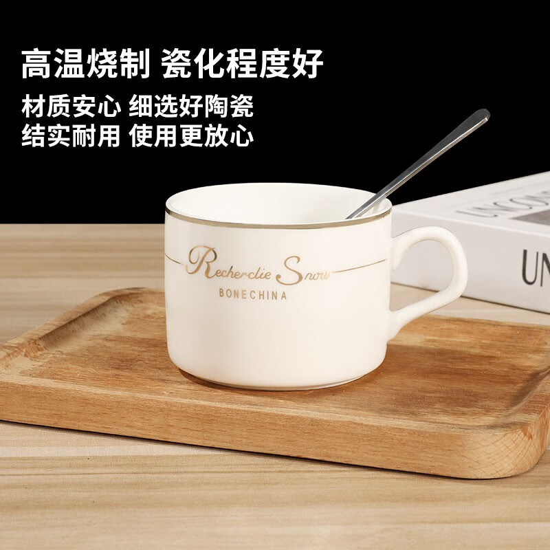 Mongdio Ceramic Coffee Cup Set Small Exquisite Light Luxury Latte Cup Hanging Ear American Cup Saucer with Stand Phnom Penh 6 Cups 6 Saucers 6 Spoons + Silver Stand Set