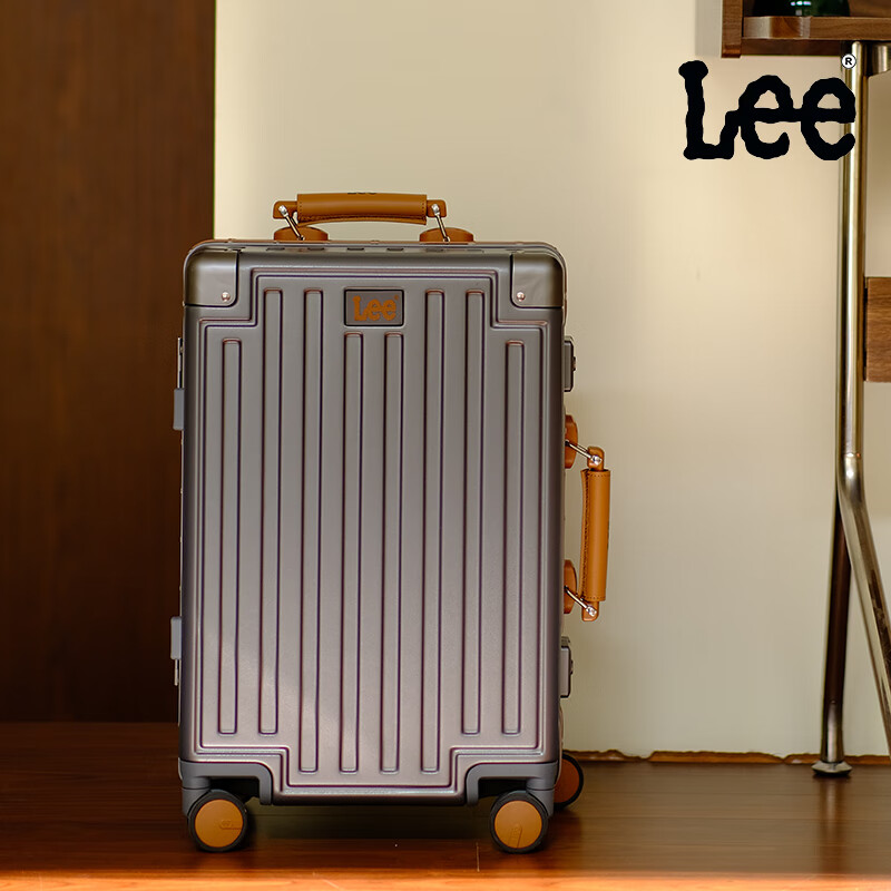 Lee trolley case 26-inch thickened large-capacity suitcase for women 20-inch suitcase 2026 new password boarding case for women and men gun gray PC box 28-inch upgraded version thickened and enlarged