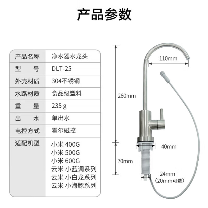 Xiaomi MI Yunmi water purifier S2 faucet C1 small blues white dragon dolphin Mee suitable for Hall magnetic control V switch dimension Xiaomi 1A/400G/500G/600G universal version