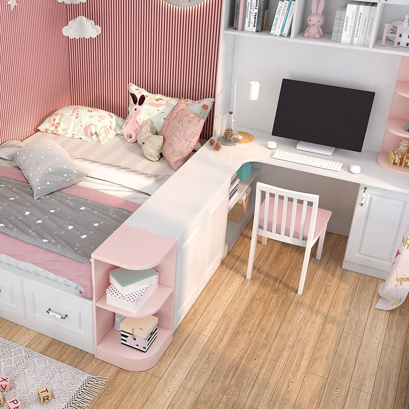 Schneiman whole house custom-made tatami bed wardrobe multi-functional girl's room European storage bookcase overall furniture custom-made girls' room custom gold (non-commodity price)