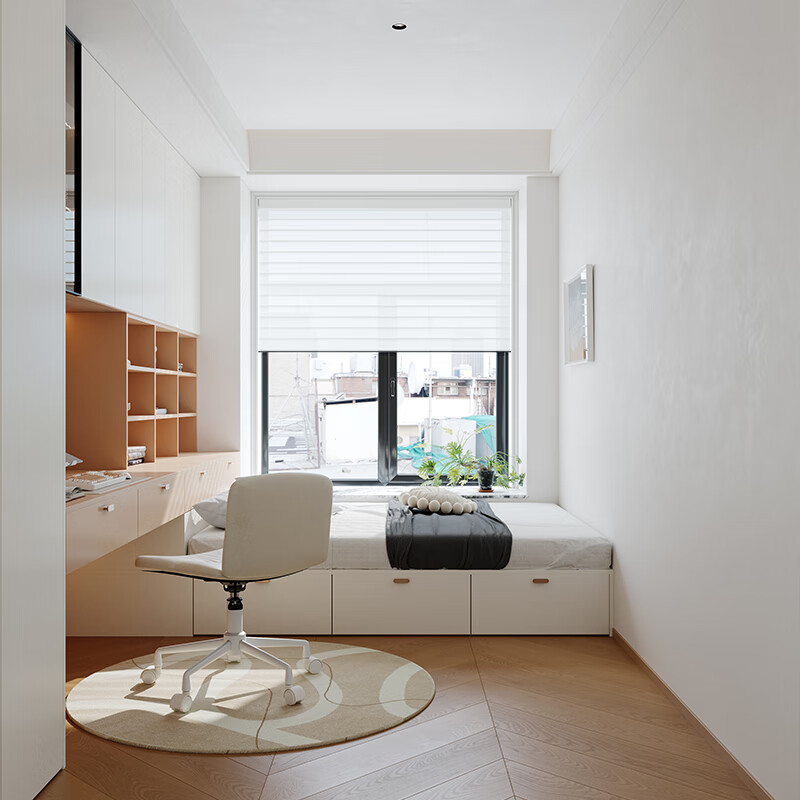 Oubli tatami customized modern simple wardrobe and bookcase combination integrated multi-layer board tatami bed customized for the whole house 899 per square meter customized gold