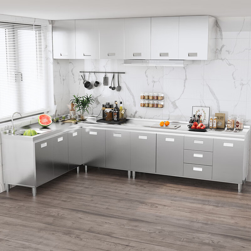 304 overall stainless steel kitchen cabinet simple stove integrated storage cupboard household small apartment 80cm double door flat model 304