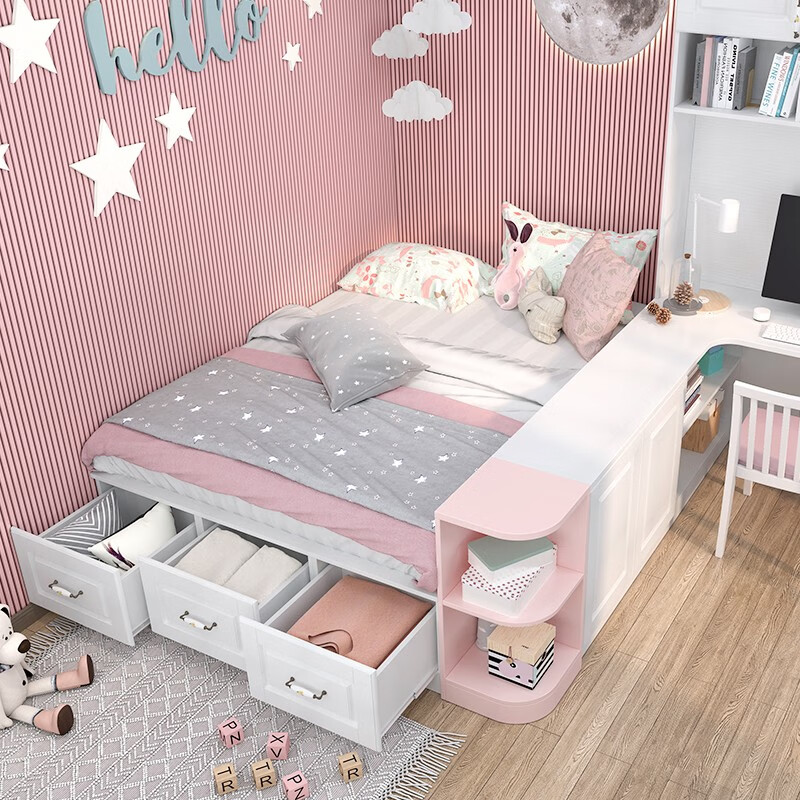 Schneiman whole house custom-made tatami bed wardrobe multi-functional girl's room European storage bookcase overall furniture custom-made girls' room custom gold (non-commodity price)