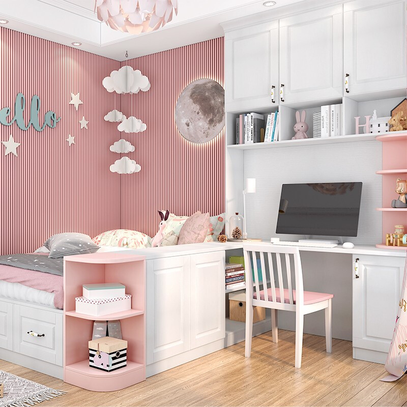 Schneiman whole house custom-made tatami bed wardrobe multi-functional girl's room European storage bookcase overall furniture custom-made girls' room custom gold (non-commodity price)