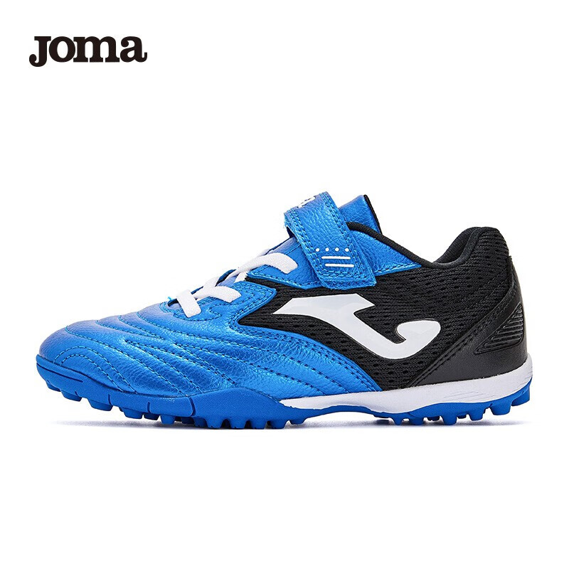 JOMA Velcro children's football shoes TF broken nails youth primary school students professional competition football training shoes blue and black 34