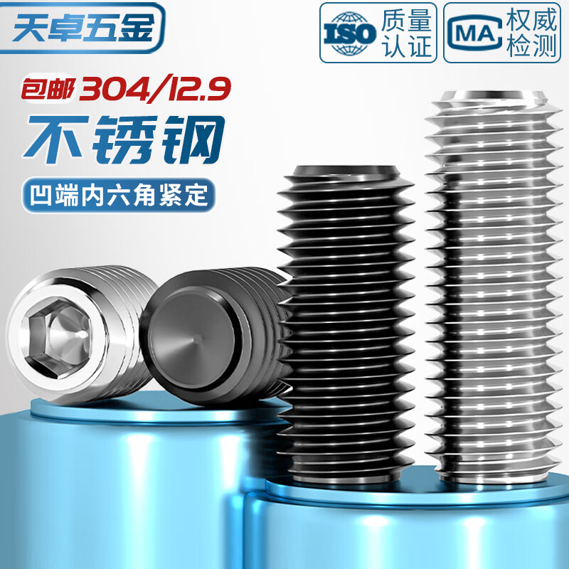 Tianzhuo Hardware Concave End Tightening 304 Stainless Steel Hexagon Screw Headless Machine Top Screw M2M3M4M5M6M8M10M12 304-M5*4-100 pcs
